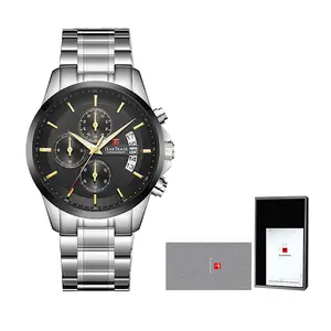 【New Arrival】Men’s Fashion Watch Quartz Multifunction Watch with Quartz Movement Luminous Display Date Display Water Resistant Suitable for Daily Wear Comes with Gift Box TT6019