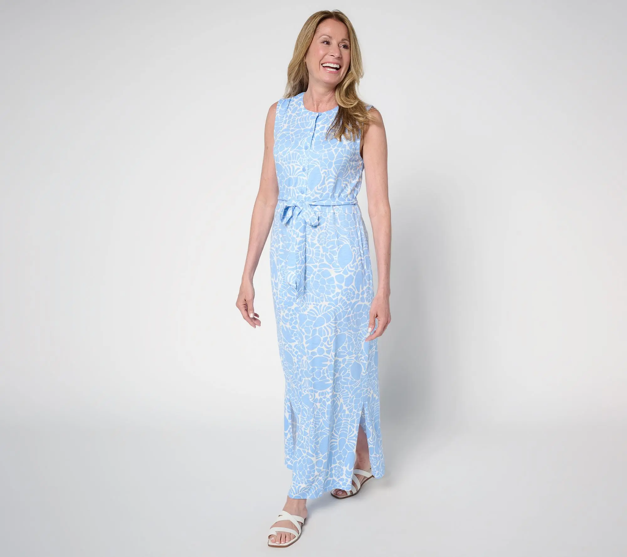 Denim & Co. Petite Slub Jersey Button Front Maxi Dress - TikTok Shop