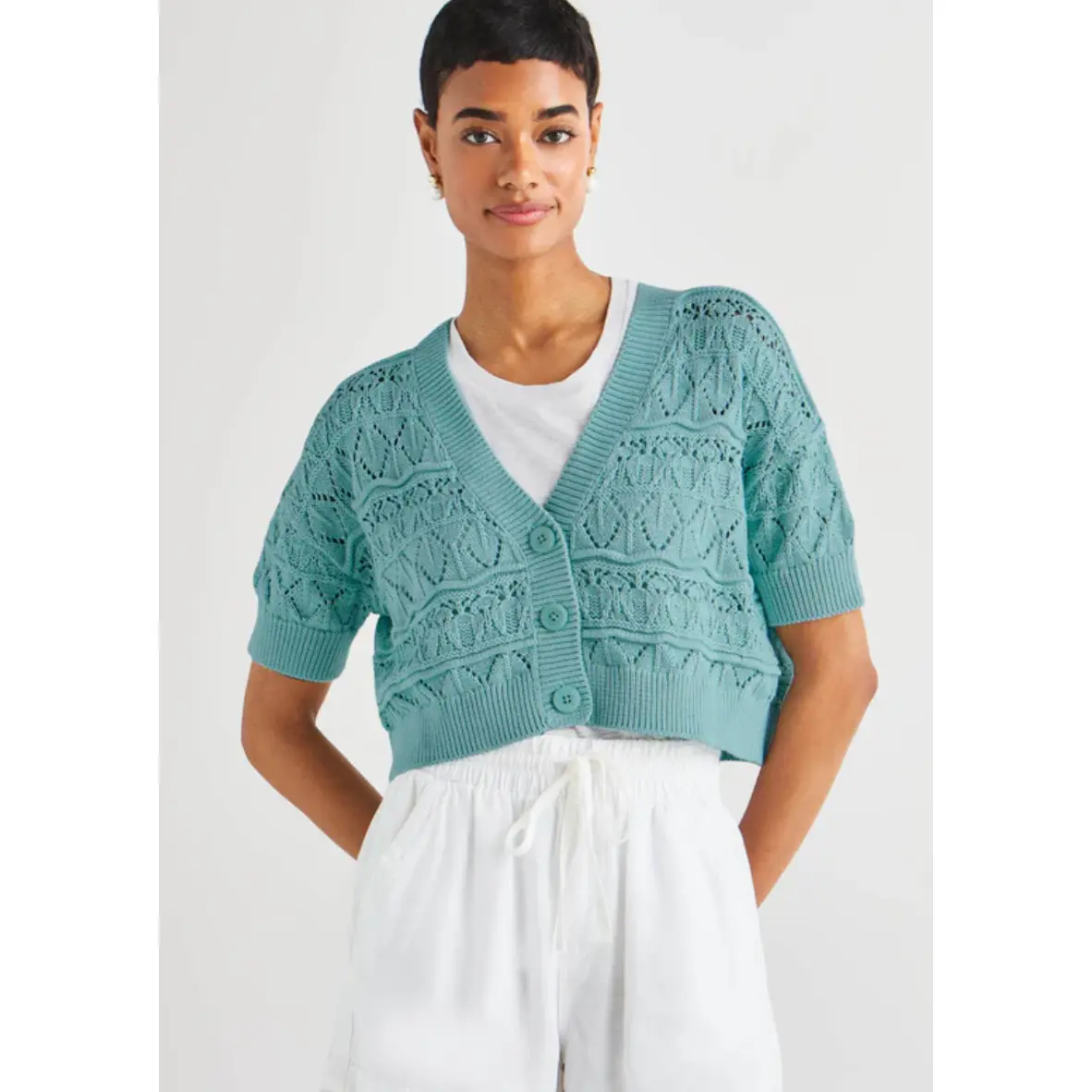 Brayden Short Sleeve Cardigan- Turquoise. ** FINAL SALE** AM