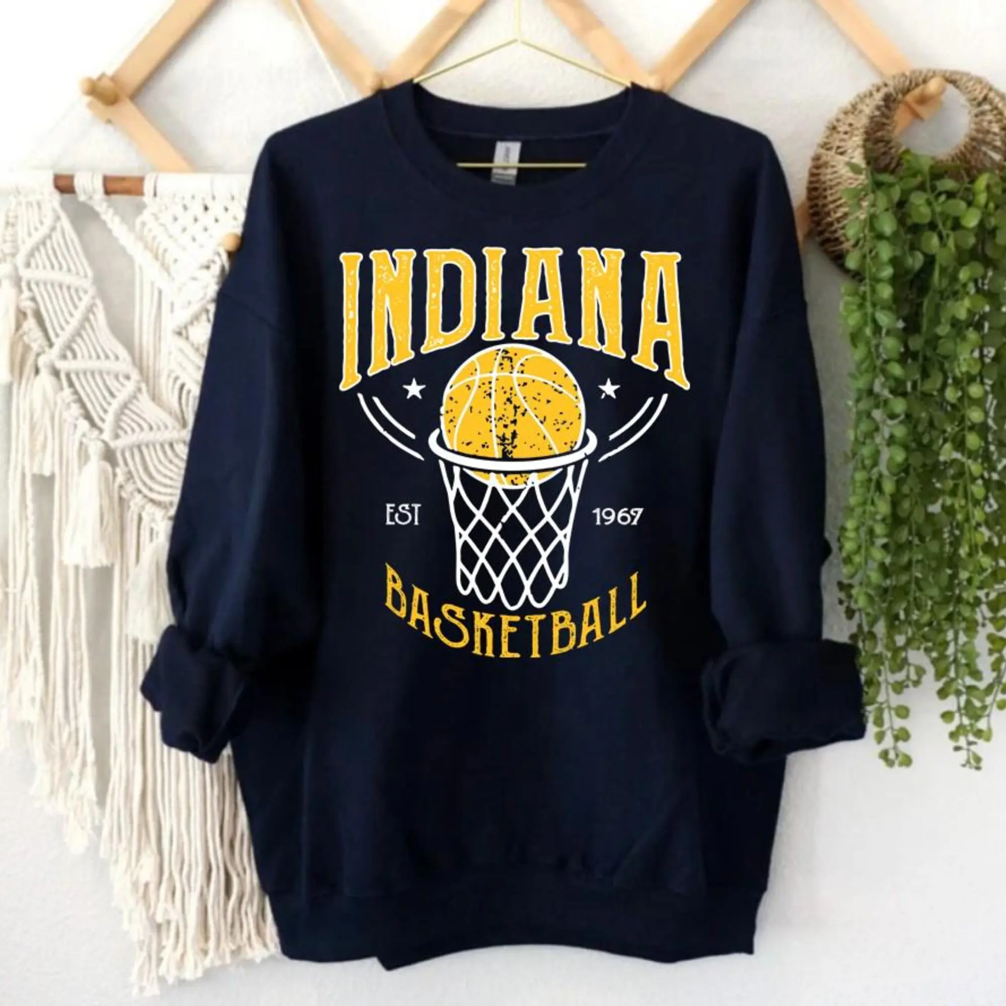 Indiana Basketball Est 1967 Vintage 90s Navy Sweatshirt, Indiana Basketball Team Gameday Hoodie, Basketball Retro Shirt, For Her, For Him gtxyl3rfx4gf