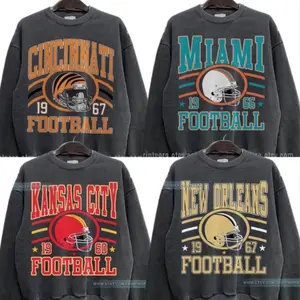 Retro Varsity Football Crewneck Sweatshirt, All Teams Game Day Pullover, Vintage Athletic Streetwear, Unisex, Football Sweatshirt, Gift For Fans