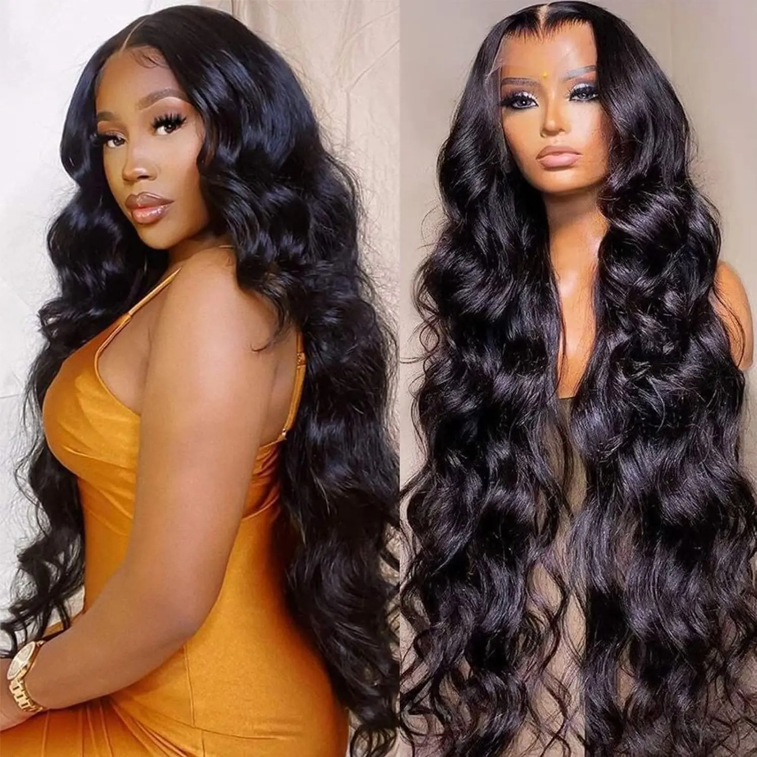 13x6 Full Lace Frontal Wig 200% Density Body Wave Lace Front Wigs Human Hair HD Transparent Lace Glueless Wig Pre Plucked 10A Brazilian Virgin Human Hair Wigs for Women 30 Inch
