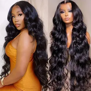 13x6 Full Lace Frontal Wig 200% Density Body Wave Lace Front Wigs Human Hair HD Transparent Lace Glueless Wig Pre Plucked 10A Brazilian Virgin Human Hair Wigs for Women 30 Inch