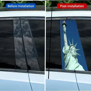 2 PCS Statue of Liberty 2D Flat Car Decal Front Rear Bumper Central Pillar Decor Sticker Semi Matte Rectangular Waterproof Scratch Resistant Metal Ceramic Wood Compatible Halloween Christmas Festival