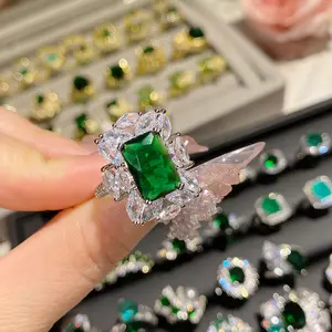 Luxury Emerald-Style CZ Ring with Green Stones Gold Plated Elegant Statement for Women Multiple Designs Available Perfect for Any Occasion