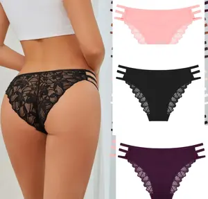 3 women underwear breathable solid lace underpants ladies  sexy comfortable  underwear  new hot strap s hollow  girls brief