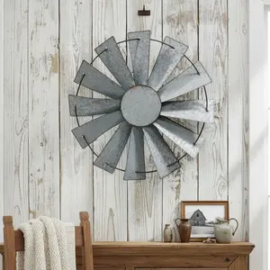 Galvanized Windmill Wall Art, Farm-Themed Hanging Decor for Home Decor Accents