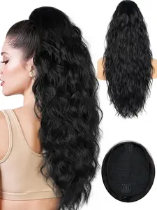 26 inch Ponytail Extension, Drawstring Ponytail for Women, Long Wavy Pony Tails Hair Extensions, Synthetic Hair Extensions Ponytail for Daily Use