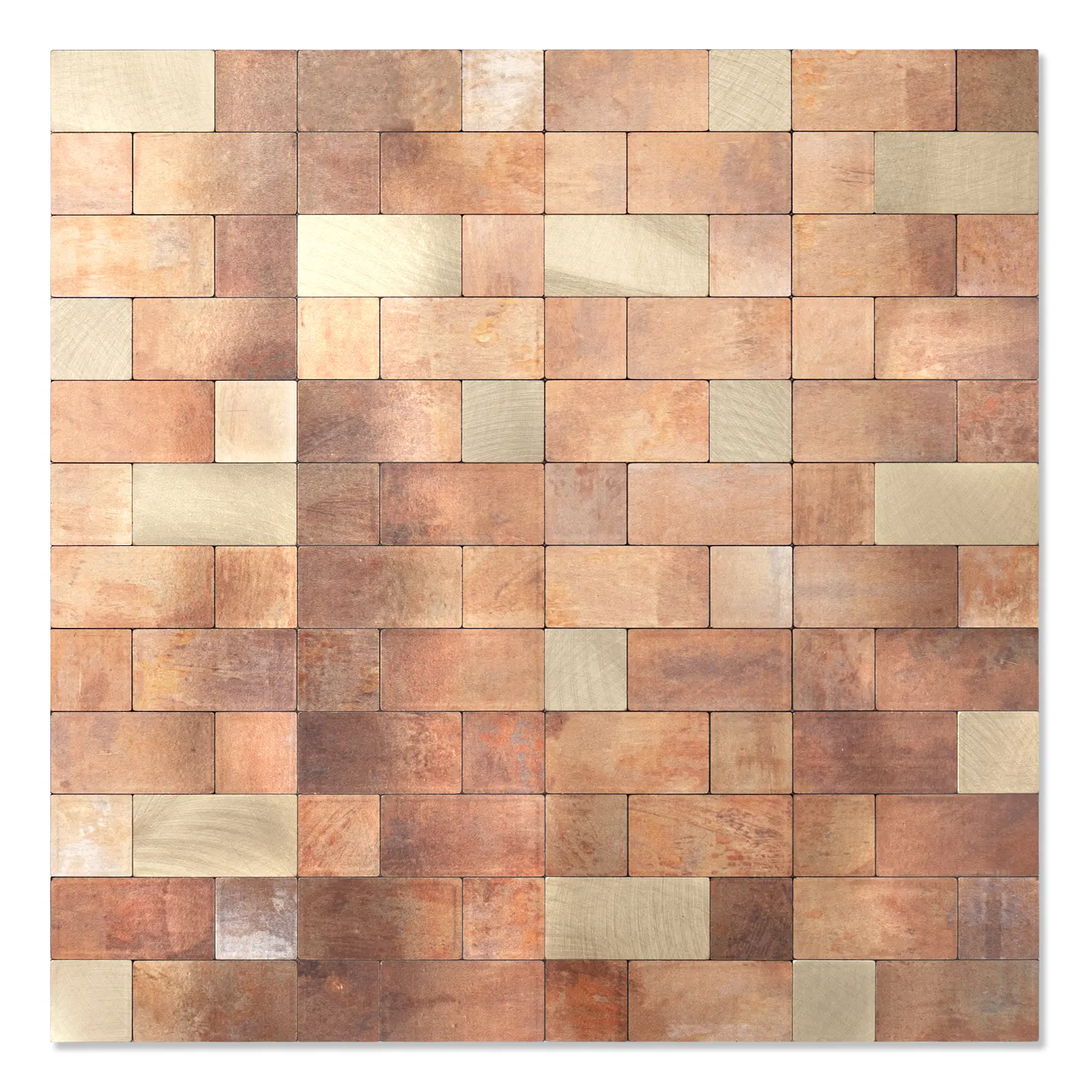 Yipscazo Peel and Stick Backsplash Tile, Stick on Stainless Steel Backsplash Metal Tiles for Kitchen Walls in Copper (12''x12'',10 Sheets)