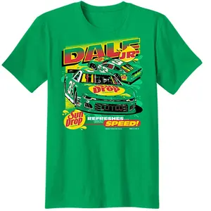 Dale Earnhardt Jr Sun Drop Car T-Shirt Classic Green Racing Car Tee S-3XL One Side Unisex Cotton Tee nascar  tee