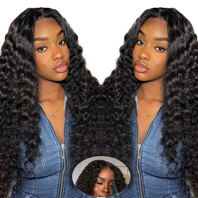 YMSGIRL 26" Water Wave 4x7 Transparent Lace Glueless Human Hair Wig, Pre-Plucked With Baby Hair, Natural Looking, Beginner-Friendly, Easy Install