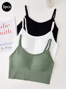 3-Pack Seamless Backless Ribbed Bralette Tops for Girls 12-14, Comfortable and Stylish Cami for All Seasons, Korean Fashion Underwear