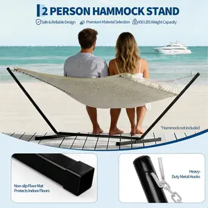 Universal Double Hammock Stand, 550-Pound Capacity, Heavy-Duty Hammock Stand for Outside, Fits 9 to 14 Foot Hammocks, Black