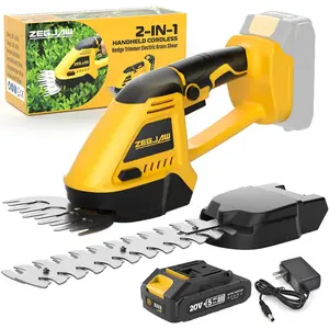 20V Grass Shear & Shrubbery Trimmer 2-in-1 Hedge Trimmer with 2.0Ah Battery and Fast Charger, Small Electric Bush Trimmer for, Yard, Lawn Maintenance
