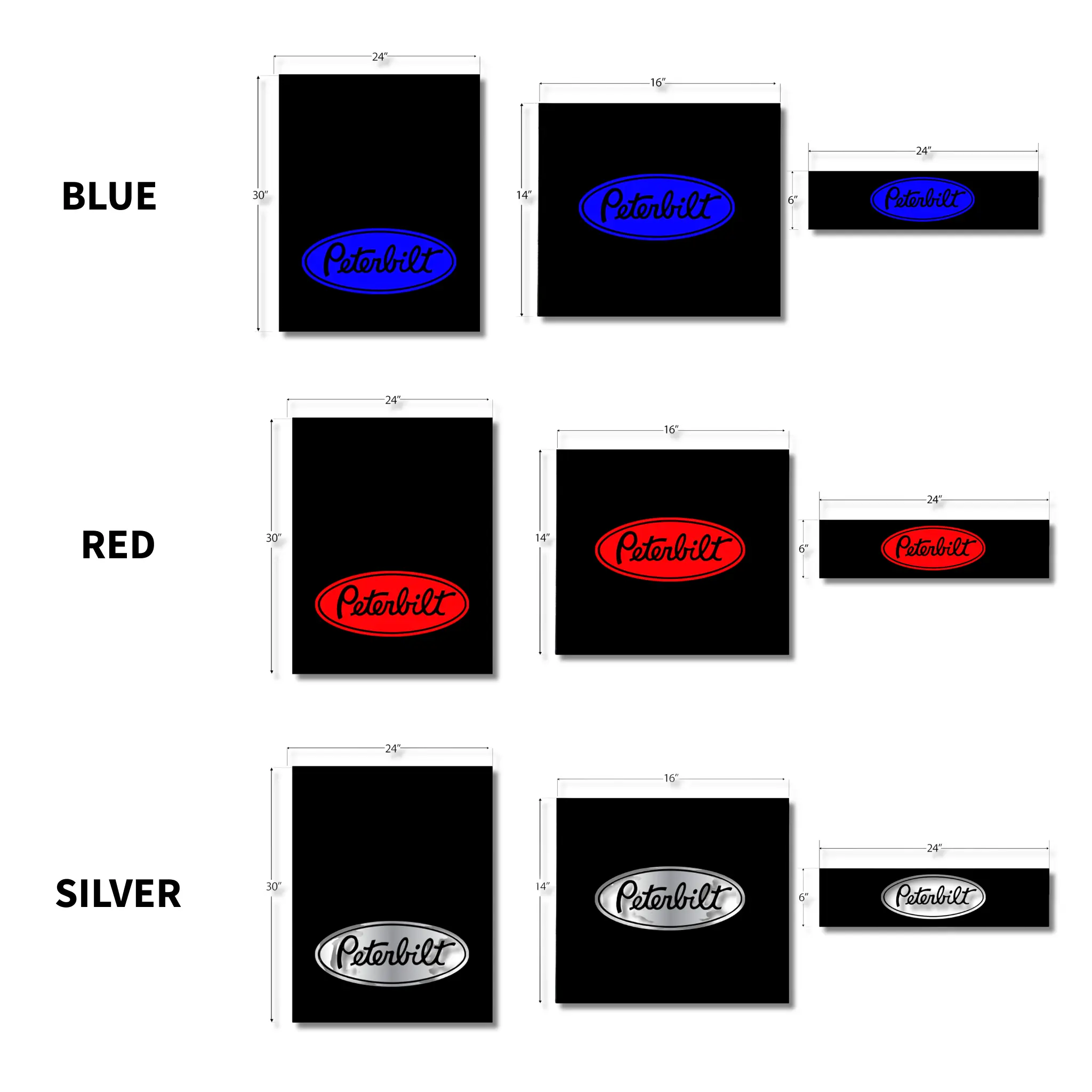 National Truck Parts Peterbilt Mudflaps, Automotive Exterior Accessories, Mud Splash Guard Protector, Improves Safety and Cleanliness, Available in 3 Sizes