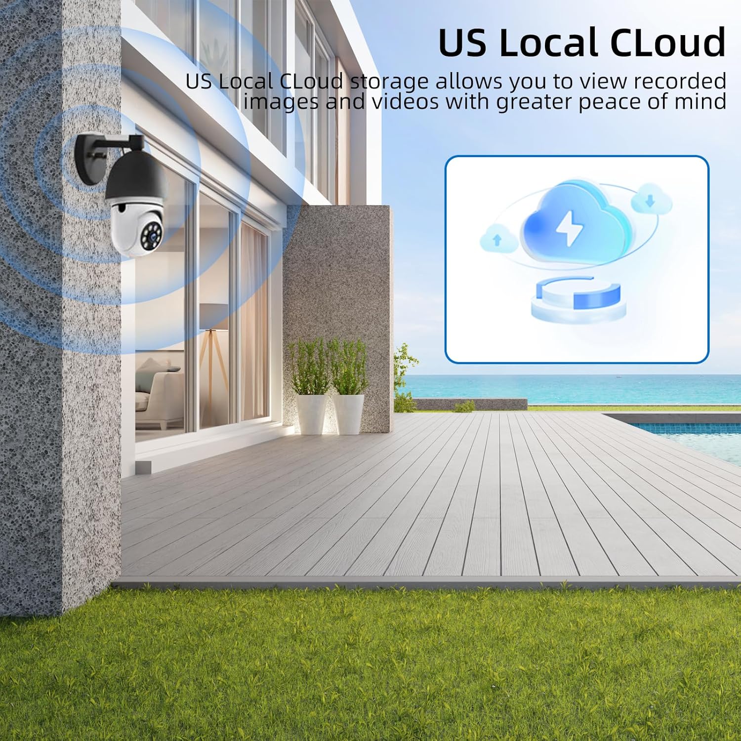 Hawkray AI Camera 2K Quad HD One Key Automatic Alarm 911 AlarmMonitoring Full Color Day Night Surveillance Camera with Face Recognition and Mobile Tracking