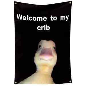 Welcome to My Crib Flag 3x5 Ft Funny Banner Party Supplies Yard Signs Home Decor Hanging Poster for College Room Man Cave Teen Boys and Girls Decoration Wall