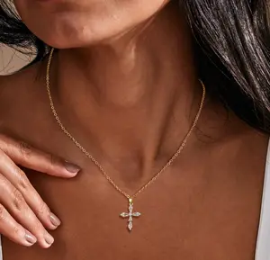 AMICON Gold Cross Necklaces for Women Initial Pendant Necklace Simple Small Pendant Religious Necklace Jewelry Gifts