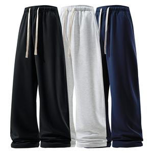 polyester| 3-Piece Set of Men's Lightweight Summer Sports Sweatpants with Drawstring Waistband Breathable Soft All-Season Loose-Fitting Long Pants for Daily School Wear  Casual Pants Menswear Trouser Plain