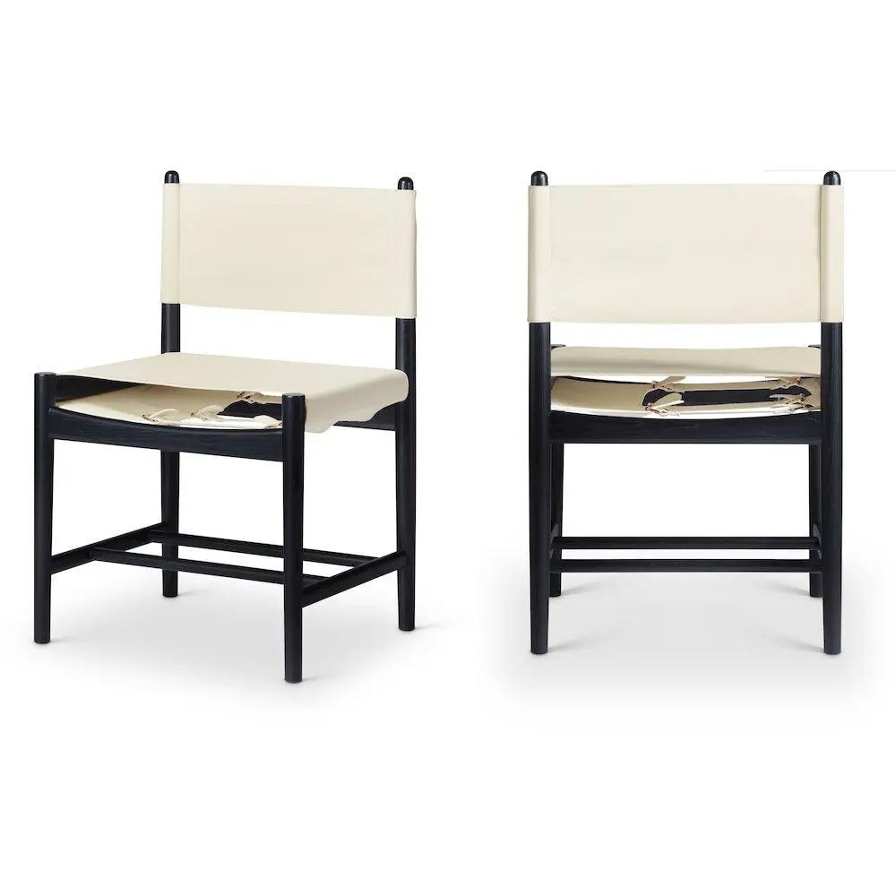 Rawlins Cream Vegan Leather Upholstered Dining Chair, Set of 2, for Contemporary Home Decor