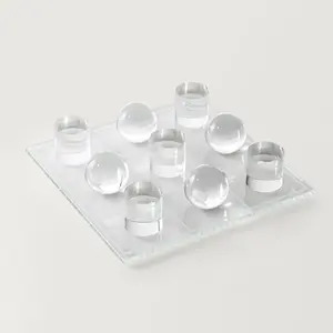 Z Gallerie Crystal Tic Tac Toe Tabletop Chess Board Party Table Game Luxurious Elegant Gift Box Acrylic