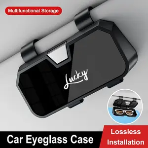 Car Sun Visor Sunglasses Holder, 1 Count Auto Eyeglasses Organizer Box, Vehicle Visor Accessories Glasses Protective Storage Case for Woman Man, Car Accessories Women