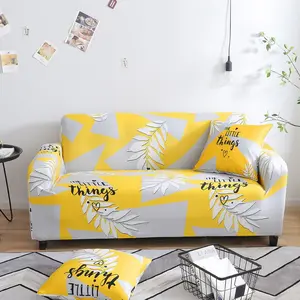 Elastic Sofa Cover with Free Pillowcase Stretchable Durable Nylon Polyester Blend Color Block Design for Living Room Bedroom Office Furniture Protector