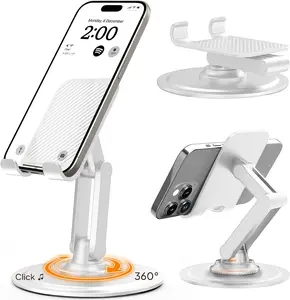 360° Stand - Adjustable Cell Phone Stand for Desk, Multi-Angle, Metal Base, Foldable, Portable, Ideal for Smartphones and Office Use - Cellphone