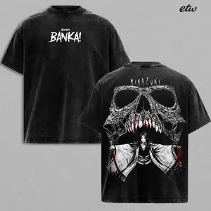 Retsu Unohana Bankai Minazuki Washed Tee, Bleach Anime Graphic T-Shirt, Vintage Acid Wash Streetwear, Japanese Manga Back Print Shirt, Oversized Dark Anime Tee Unisex