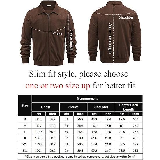 COOFANDY Men's Faux Suede Bomber Jacket Lightweight Full Zip Jackets Vintage Casual Trucker Jacket Fabric Menswear Classic Plain Soft Baggy Breathable Cargo Breathable Cargo Coats Zipper