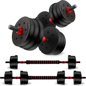 Adjustable Dumbbell Set, 40Lbs Free Weights with Connector, Convertible Dumbbell Barbell Push-Up Stand Set, 3 in 1 Home Gym Fitness Weight Set for Men/Women FozsKeylf