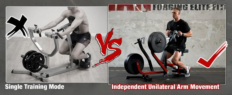 Seated Row Machine, Back Machines Home Gym Plate Loaded, Adjustable Back Workout Equipment LAT Machine, with Independent Arms & Multi Grip Positions, 400LBS Capacity