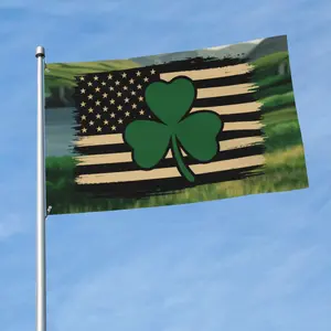 St. Patrick's Day Flag, 1/8 Counts Lucky Clover and American Flag Pattern Outdoor Yard Punch Flag, Indoor Home Decor, Outdoor Decor, Yard Decoration