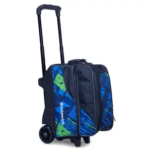 Brunswick Punisher Double Roller - Holds up to size 17 Mens Shoe, Holds 2 Bowling Balls, Large Accessory Pocket, Retractable Handle System, 5-Year Warranty