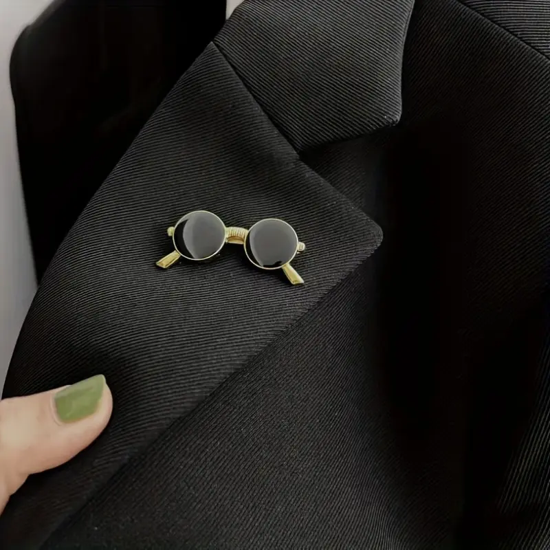 2pcs Elegant Sunglasses Shape Brooch Jewelry for Women Vintage Style Clothings Decoration