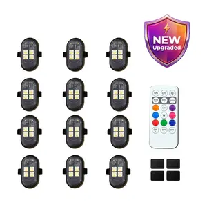 【2026 Upgraded】LED Lights for Car USB Rechargeable Remote Control Waterproof 4 LED Beads for Car Motorcycle Trucks Bike