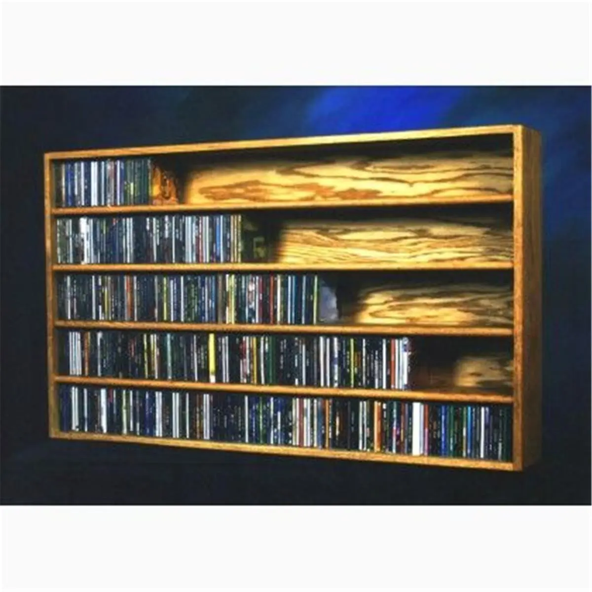 212 MAIN Solid Honey Oak CD Cabinet Organizer - Wood Shed-Inspired Indoor Bookshelf, Fully Assembled, Wall or Shelf Mountable Living Room Storage Solution