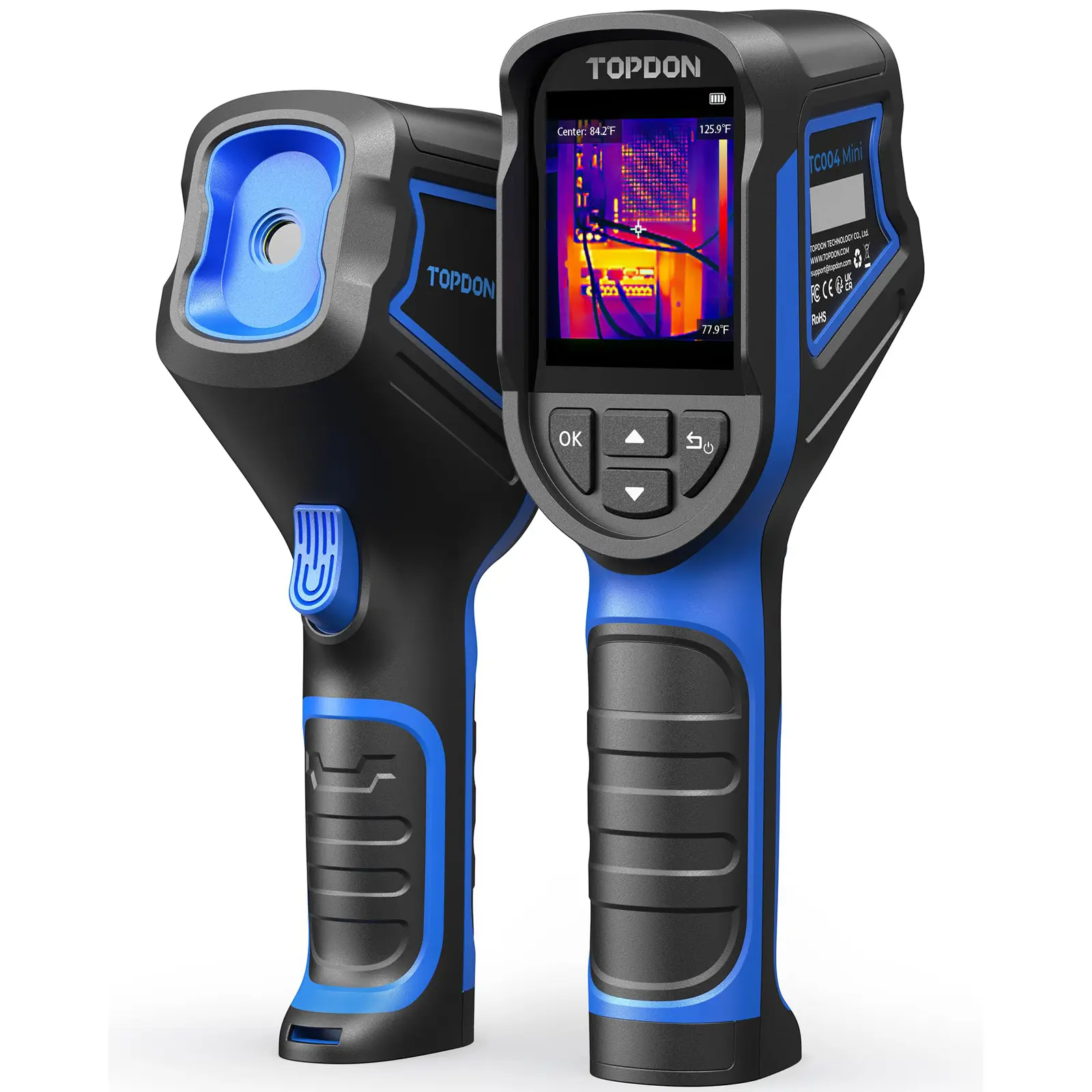 [SummerFinds]TOPDON TC004 Mini Handheld Thermal Imaging Camera, 240 x 240 TISR Resolution, -4°F to 842°F, 15-Hour Battery Life, 128 x 128 IR Resolution, 25Hz Infrared Camera, High/Low Temp Alerts, Auto Shutdown fathersdaygift, Tool, Portable, Detector