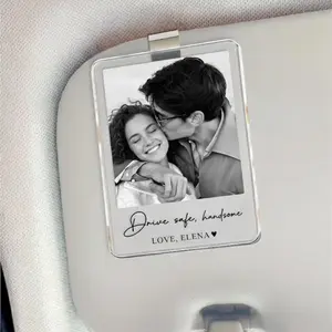 Custom Couple Photo Sun Visor, Drive Safe I Love You Car Decor, Personalized Gifts For Boyfriend Husband
