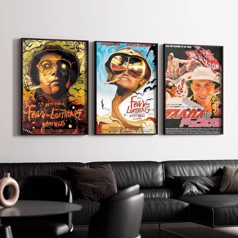 Fear Loathing Las Vegas Poster Waterproof HD Wall Sticker | Self-Adhesive Decorative Art Poster | Fade-Resistant Scratch-Proof for Long-Term Use | Easy to Apply and Clean | for Home Office Bedroom Living Room Kitchen Decor | Gift Idea