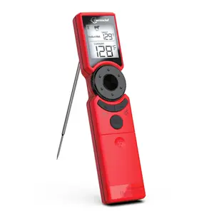 Meat Thermometer Digital Instant Read for Grilling and Cooking, High Accuracy ±1%, LCD Backlight Screen with Three Color, Customized Food Mode Thermometers, BBQ Beef Kitchen Gadgets Red