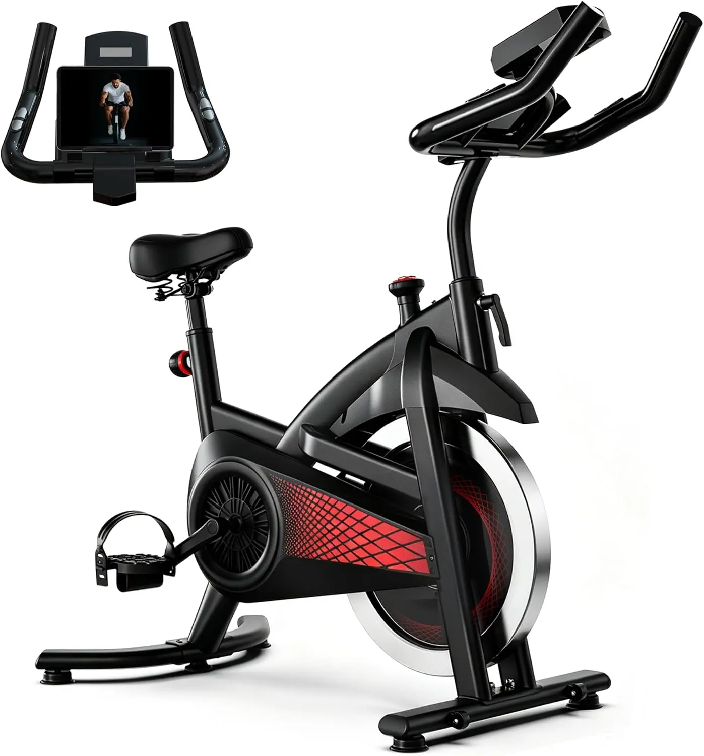SAYGOGO Indoor Cycling Exercise Bike - Indoor Fitness Equipment with Felt Brakes, Belt Transmission, Anti-Skid Design, Silent Operation, 300 lbs Weight Capacity, LED Display, Adjustable Seat for Home Cardio Workouts