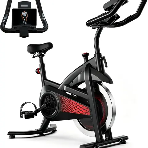 SAYGOGO Indoor Exercise Bike - Stationary Silent Flywheel Fitness Equipment with 300lb Capacity, Quiet Felt Brakes, Belt Transmission, Anti-Skid Design, LED Display, Adjustable Customizable Seat for Home Cardio, Indoor Fitness Equipment