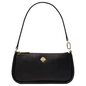 Kate Spade Logo Zipper Closure Lychee Grain Leather Crossbody Shoulder Bag for Women in Black