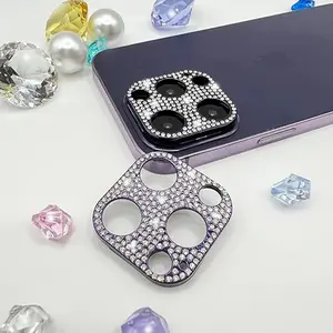 Camera Lens Protector for iPhone 15 14 Plus 13 12 Mini 11 Pro Max Glitter Diamond Rear Camera Cover 3D Bling Diamond Lens Cover