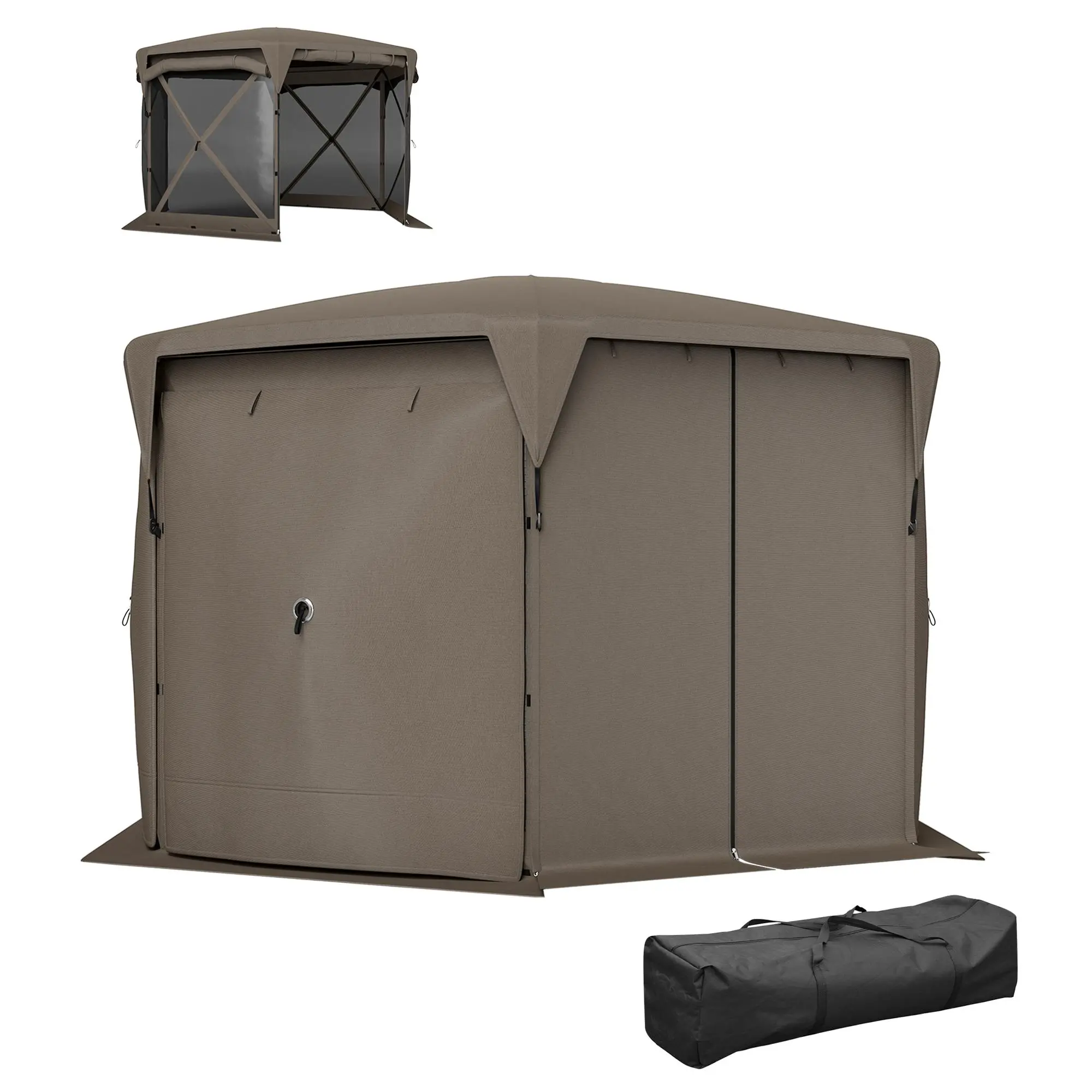 UPF30+ Waterproof Screen House - Roll-Up Mesh Wind Panels, Dual-Door Design, Mosquito Protection Awnings, Anti-Mosquito Sunshade & Weather Resistant Features for Camping, Field Outdoor Trips, Anti-Mosquito Sunshade Awnings