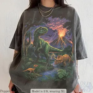 Vintage Jurassic Dinosaur 90s Comfort Colors/Gildan T-Shirt, Retro T-Rex & Triceratops Shirt, 90s Prehistoric Tee, Dino Top, Nostalgia Nature Gift