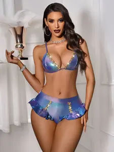 Women's Sexy Bra & Panty Set, No Steel Cup Design, Perfect for Halloween Costumes, Christmas, Valentine Gifts, Party Wear