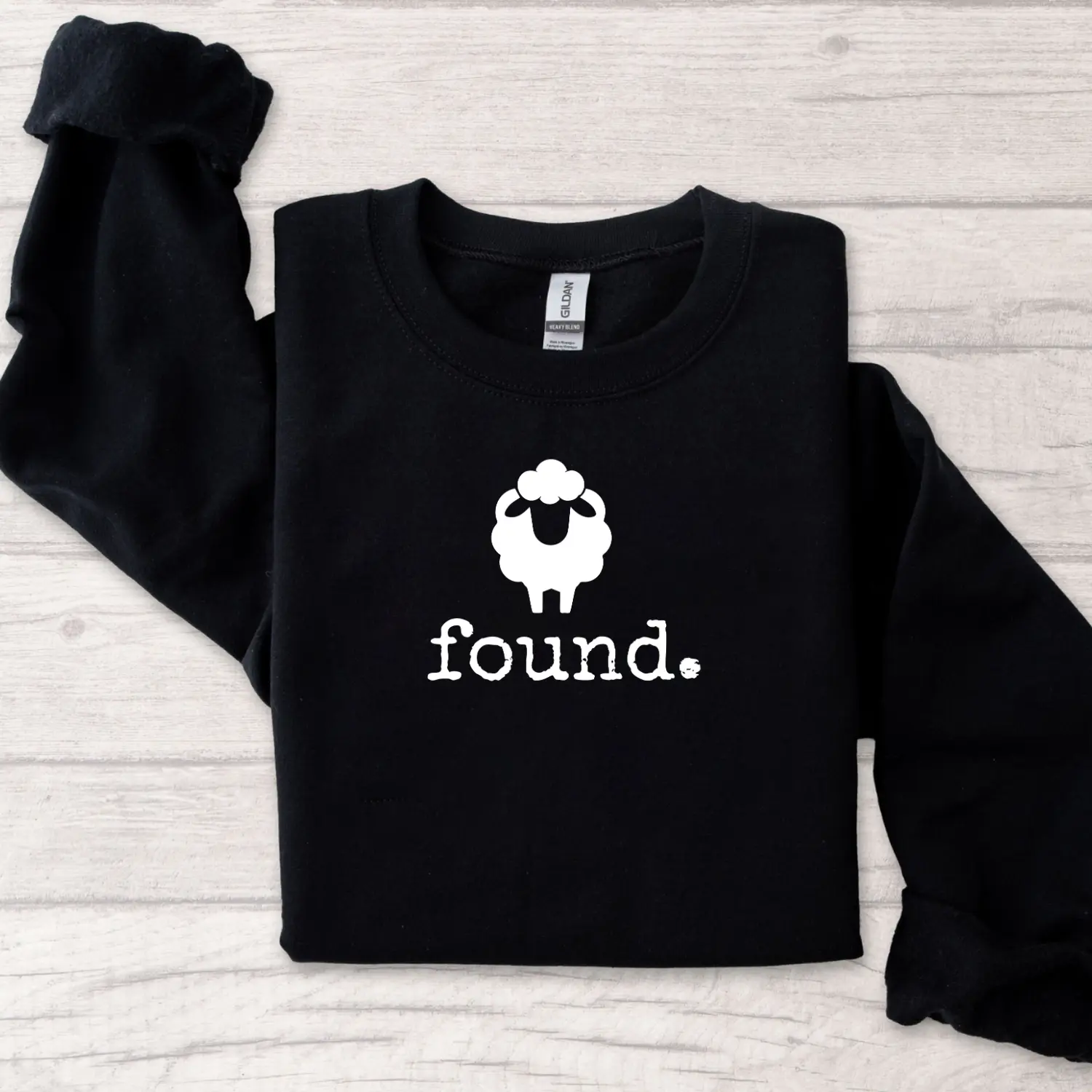 Found Psalm 23 Sheep Sweatshirt – Minimalist Christian Lamb Graphic Pullover, Faith Based Scripture Unisex Crewneck Gift