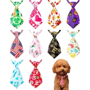 10 Pack Holiday Small Dog Ties Neckties for Doggies Cats Adjustable Grooming Accessories Bowties for Girl Boy Pets Festival Costumes Puppy Wedding Party Gift Favor